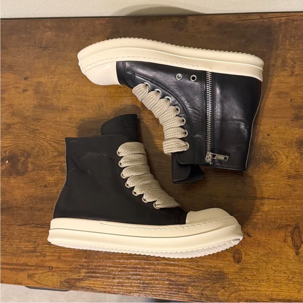 rick owens leather jumbo lace